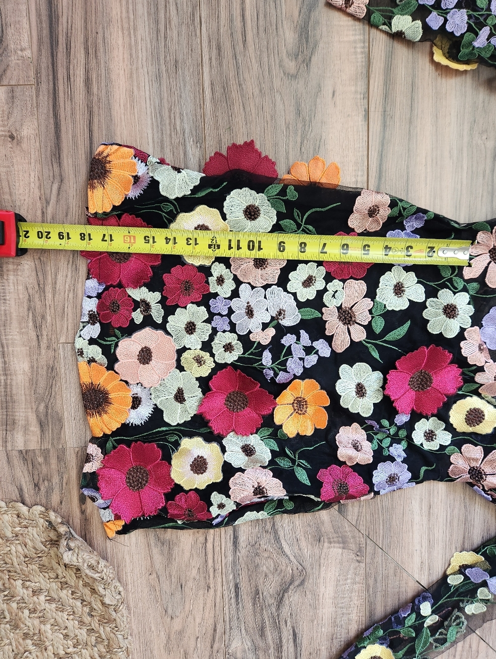 Mew Mews- "Saige" Long Sleeve Mesh Flower 3D Applique' Mini Dress - Picture 8 of 11
